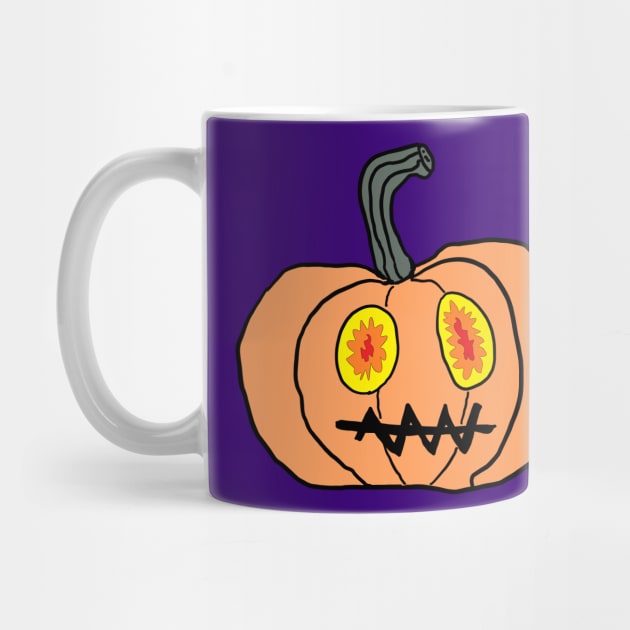 Flaming Eyes Scary Mouth Halloween Pumpkin Design by Blue Heart Design